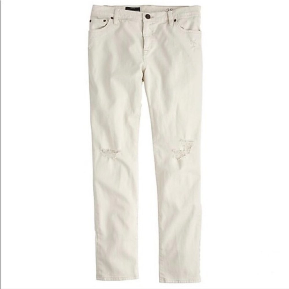 J.Crew Cropped Vintage Straight Leg Jeans in Distressed Ecru/Cream Size 26 - NWT